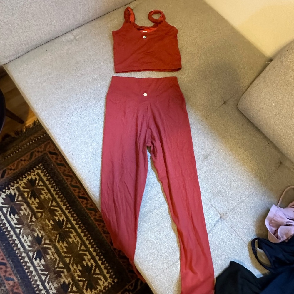 Lululemon set brick bra top and high waist crop align leggings xxs 0